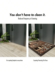 1pc Vintage Style Area Rug, Sofa Seat Carpet, Home Decor Room Accessory, Living Room Carpet, Bedroom Rug, Doormat, Bathroom Mat, Slip Resistant & Comfortable, Easy Clean