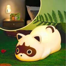 QUIGO 1 PCS Night Light Kids Raccoon Tapping Light Cute Led Lamp Bedside Lamp Baby Nursery Bedroom Sleep Light Child Boys Girls Holiday Gift Dimmable Touch Control Rechargable Timing Living Room Table Desk Lamp Cool Stuff Fun Kawaii  Decoration Aesthetic Novelty Accessories Eye Protection - Raccoon Night Light - 查看 2