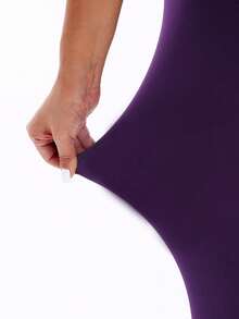 Women Plus Size Purple Leggings, Casual European & American Style, Outdoor Sports & Fitness Pants, Simple, Soft, Comfortable, High Elasticity, Body-Hugging, For Home, Yoga, Beach, Music Festival, Camping, Hiking, Cycling, Stretching, Cropped, Spring/Summer