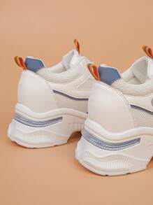 Women's Platform Wedge Sneakers, Short Persons Height Increasing, Mesh Patchwork Breathable Comfortable Casual Shoes - White - View 7