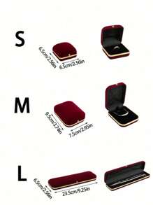 1pc Red Velvet Jewelry Box For Rings, Bracelets, Necklaces & Earrings Storage And Display Valentine Day