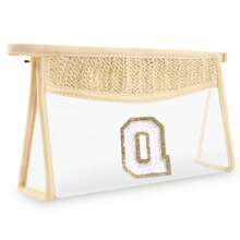 Túi đựng đồ trang điểm hình chữ cái đầu nhỏ Boho Straw Quà tặng cá nhân, Túi đựng đồ trang điểm bằng vải nhung trong suốt dễ thương có khóa kéo, Túi đựng đồ vệ sinh cá nhân du lịch được TSA chấp thuận, Quà tặng cho phụ nữ, bạn bè sinh nhật, chữ cái A~Z, Thích hợp cho phòng tắm nghỉ dưỡng công sở có chữ cái lông mềm mại - trắng - Xem 34