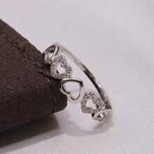 1 pièce Bague en argent sterling 925 avec design en forme de cœur et zircone synthétique. Bijou de qualité élégant à porter par les dames. Cadeau de fiançailles et de proposition