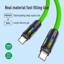 kamyuurs Kamyuurs With LED Light USB C To USB C Cable 240W (Compatible100w, 85w, 60w, 45w)Silicone C-C Charging Cable, Compatible With IPhone 15 16 Compatible With Huawei Compatible With Samsung Compatible With Xiaomi Series Fast Charging Seven Color Breathing Light(Attention: The Charging Light Interface Has A Light, Not A Seven Color Data Cable)