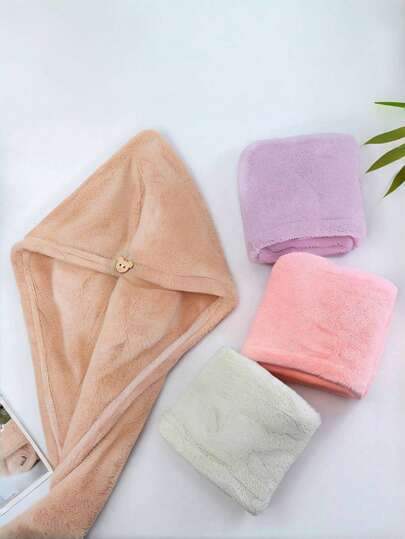 1pc Toalha de cabelo de microfibra supermacia feminina, touca de secagem de cabelo, touca de banho, serve para todos os tipos de cabelo, grande o suficiente para cabelos cacheados, longos e grossos. O turbante é grande o suficiente para envolver totalmente o seu cabelo, evitando que a água pingue no rosto, pescoço ou costas.