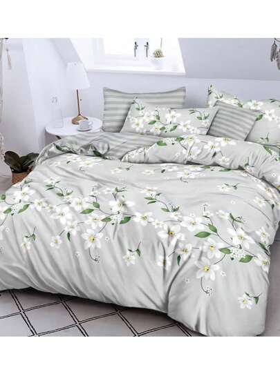 Conjunto de cama floral com flores recém-chegados para primavera e outono