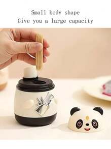 1pc Classic Panda Design Pop-Up Toothpick Holder, Plastic Cover Toothpick Case, Creative Cartoon Style Toothpick Bottle With Press Button, Toothpick Storage Can - Multicolor - View 6