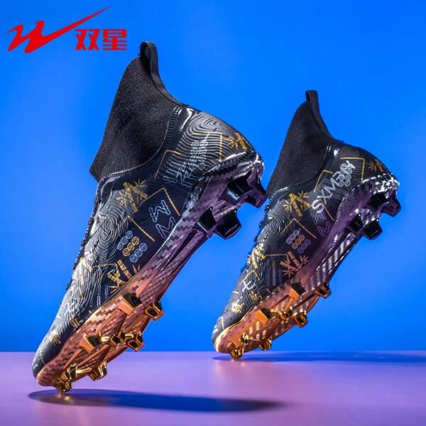 STARNOVO Zapatos de fútbol con tacos largos, para hombres y mujeres, cuello elástico para mayor comodidad, adecuados para entrenamientos y partidos en césped artificial, tacos de fútbol profesionales (Nota: El color de las suelas puede variar ligeramente debido al ángulo de la fotografía)