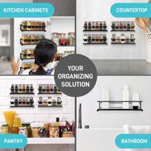 4 Packs Kitchen Spice Rack Organizer Storage Shelf Cabinet Jar Holder Wall Mount Spice Rack Organizer Kitchen Storage Essential Kitchen Tools, Kitchen Orangizer Kitchen Deccor Bathroom Accesssories Egg Holder Refrigerator - Black - View 11