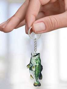 亚克力鱼主题钥匙链，抽象鱼吊坠，包包吊坠，耳机吊坠，钥匙吊坠，钓鱼爱好者的完美礼物。感恩节、圣诞节和万圣节的独特背包珠宝礼物，适合女性的万圣节钥匙链配件。 - 彩色 - 查看 6