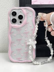 1pc Fashion Bow Print Thick Shockproof Phone Case, Compatible With IPhone 11/12/13/14 & 11 Pro Max/12 Pro Max/13 Pro Max/14 Pro Max, XR, 15/15 Pro/15 Pro Max, Galaxy A05/A15/A25/A35/A53/A54/A55/S23/S24, With Lanyard Waterproof Anti-Fall Scratch Resistant - Multicolor - View 6