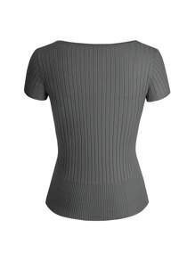 Vaiaye Christmas Women Casual Button Up Ribbed Slim Fit Long Sleeve Sweater , T-Shirt Suitable For Summer And Autumn/Winter Seasons,Long Sleeve Tops