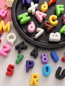 10pcs Letter 3D Beads -Random Color Mixing Of Number Beads, English Letter Beads- Used For Jewelry Creative DIY Make, Such As Bag Chains, Waist Chains,Phone Chains Accessories