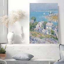 1pc Framed Canvas Poster Rocky Beach Seascape Coastal Wall Art Canvas Paintings Ideal Gift For Bedroom Living Room Corridor Wall Art Wall Decor Room Decoration Ready To Hang