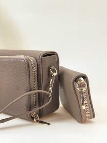 MINGYOU New Mini Messenger's Wallet Fashion Embroidery Soft Double Zipper Multi-Function Large Capacity Mobile Phone Bag, Sweet Cute Exquisite Women's Young Student Messenger Bag, Suitable For Shopping Dating Gift - Camel - View 9