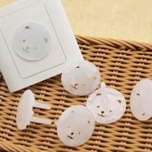 10pcs Cartoon Bear Electric Outlet Plugs, EU Style Electrical Socket Covers For Child Protection
