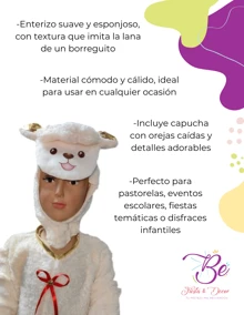 Disfraz Borrego Niño Festival Primavera Carnaval Infantil Cosplay Escuela - Blanco - Ver 2