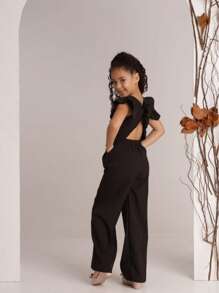 Stylish Long Jumpsuit For Children And Young People - Black - View 4