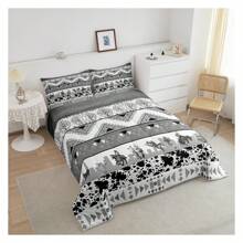 HUIQIN Rustic Comforter Set Queen Size,Western Horse Cowhide Southwest Stes Bedding Set For Women Adult,Rustic Farmhouse Wooden   Luxury Bed Duvet Insert, 2 Pillowcases Multi 12 - Multicolor - View 3