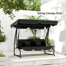 Outsunny Garden Swing Canopy Replacement 3 Seater, Waterproof Garden Swing Seat Canopy Cover, Windproof Anti-UV Sun Shade (Canopy Only) For Patio, Balcony - Black - View 7