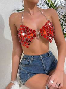 Women's Fashion Music Festival Summer Party Sexy Shiny Camisole