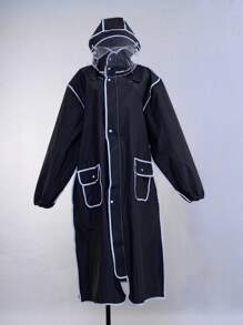 1pc Elongated Adult Waterproof Motorcycle Rain Poncho With Face Mask Summer Cooling, Beach, Travel Insulation, Galentines, Puppy, Carnival