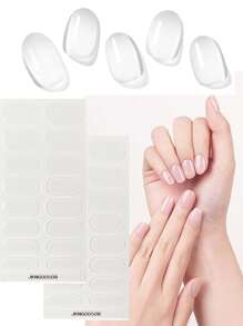 20/32/36/40 Stickers d'ongles en gel durcissant, stickers d'ongles transparents, vernis à ongles UV, qualité salon, stickers d'ongles en gel longue durée