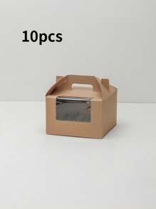 5pcs/10pcs Transparent Display Window Cupcake Boxes With Handles, Dessert Boxes, Pastry Packaging Boxes, Suitable For Birthday, Party, Wedding And Birthday Supplies, Home And Party Decorations - Paper - View 14
