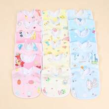 6 件套水晶天鹅绒 U 型防水婴儿围兜，图案随机 - 彩色 - 查看 7