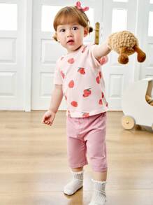 mini bala 年輕女孩柔軟透氣睡衣套裝，帶腹部保護的嬰兒睡衣 - 粉紅 - 查看 2