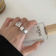 1 件时尚幸运字母镶嵌锆石戒指，优雅个性化可调节开口戒指，适合女士