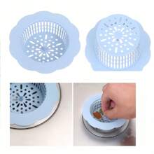 6 件装花卉图案塑料水槽过滤器排水过滤器适用于厨房和浴室，带毛发捕捉器 - 彩色 - 查看 9