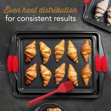 Baking Sheet Set, 3-Piece Cookie Sheet Set With Silicone Handles, Steel Baking Pans Set, Baking Sheets For Oven, Cookie Sheets For Baking Nonstick Set, Sheet Pan - Black Baking Pan - Black - View 2