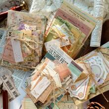 100 件/包装饰剪贴簿复古材料纸组合套件 DIY 垃圾日记本拼贴相册复古背景纸