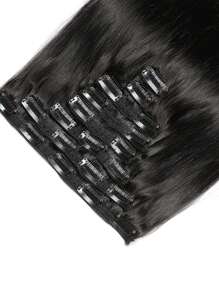 雷米真人发直发夹式接发自然黑色巴西发全头女士适用 8-26 英寸 - SNatural - 查看 8