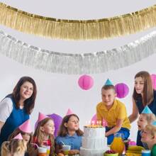 1pc Matte Frosted Rain String Curtain Banner, Wedding Decoration, Birthday Party Hanging Tassel Garland Backdrop, Suitable For Wedding, Birthday, Banquet And Other Party Decorations