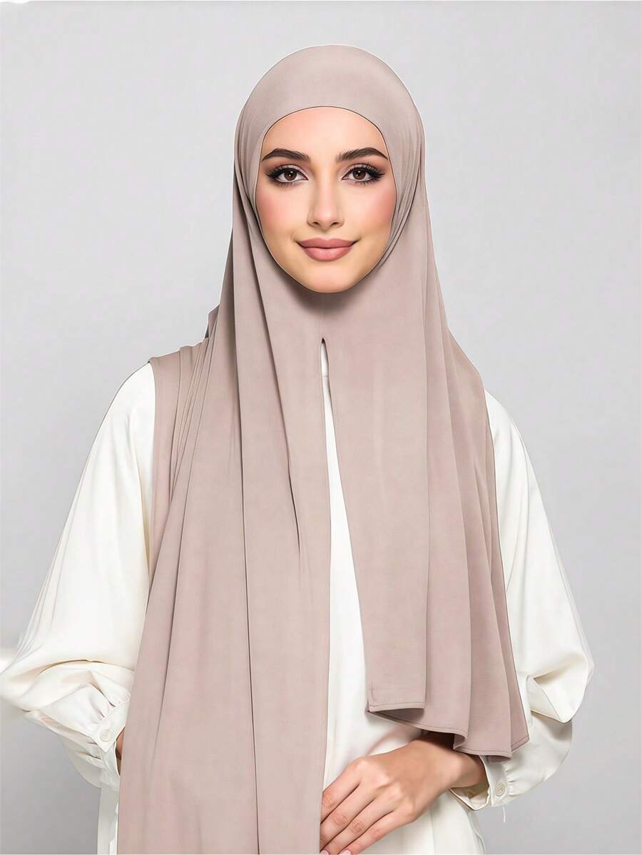 1 Khăn choàng Khimar One Step dành cho phụ nữ Hồi giáo – Khăn trùm đầu kín đáo buộc sẵn, khăn trùm đầu Jersey không ghim có che cổ, vải co giãn nhẹ dùng khi cầu nguyện, du lịch, làm việc, mặc hàng ngày. Dùng để mặc trang phục