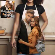 1pc Customizable Linen Kitchen Apron - Personalized Design, Photo Or Text - Woven Polyester Cooking Apron, Breathable,Lightweight,Washable,Cute,Love,Shining,Soft,Comfortable,Elegant,Custom,Personalized,Unique,Him,Her,Boyfriend,Girlfriend,Dad,Mom,Family,Friends,Customized Aprons,Warm Ambience,Xmas Decoration,Living Room Washable