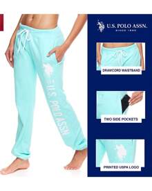 U.S. Polo Assn. Essentials Pink Sweatpants With Pockets, Comfy, Breathable French Terry Women Joggers, Perfect Blend Of Comfort And Sporty Style - Cây thạch nam bạc hà - Xem 2