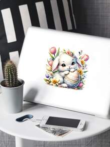 1 件复活节兔子和鸡蛋墙贴 - 防水乙烯基贴纸，适用于汽车、卡车、摩托车、笔记本电脑、瓶子和墙壁，适合妈妈、情侣、女孩，适合家人、朋友和孩子的节日复活节家居装饰礼物