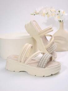 Neue Sommer Damen Plateau Sandalen mit dicker Sohle, bequeme Plattform, rutschfeste und verschleißfeste Pantoletten für Zuhause und Outdoor