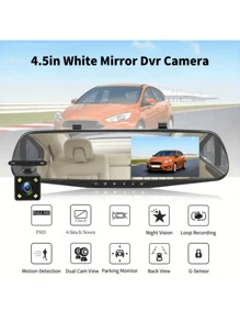 4.5" 1080P Full HD Dual Dash Cam, Front & Rear Recording, Backup Camera, Wide Angle Starlight Night Vision, Ultra-Thin Design, Fits Over 50 Vehicle Models