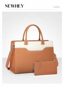 NEWHEY Laptop Bag For Women 15.6 Inch Laptop Tote Bag Waterproof Leather Work Bag Lightweight Laptop Briefcase Professional Women Business Office Bag Travel Handbag Shoulder Bag - Multicolor - View 4