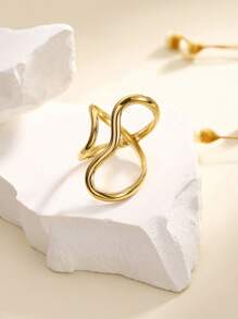 1pc Niche Design Oversized Adjustable Ring With Heart, Moon & Star Shape, European & American