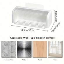 1 Pezzo Porta spazzolini da denti 5 slot con coperchio, portaspazzolini da parete adesivo, accessori da bagno in plastica, adatto per dormitori e docce, può contenere 5 spazzolini, senza elettricità richiesta, accessorio perfetto per il bagno