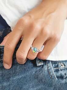 1 件时尚方晶锆石戒指，适合女士，情人节礼物，结婚周年派对珠宝，妈妈，母亲，母亲节，礼物 - 1# - 查看 4