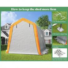 10.5x12x8 FT Heavy Duty Portable Shed Storage Shelter, Outdoor Storage Shed With 4 Waterproof Windows & Roll-Up Zipper Door, Carport For Motorcycle, Bike, Grey - 6x8x6.6 FT - View 6