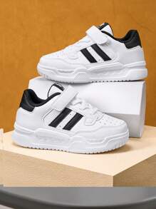 Kids Unisex White Casual Sneakers, Children's Canvas Shoes, Student Athletic Outdoor Running Shoes, Non-Slip , Suitable For All Seasons