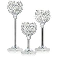 Juego de 3 portavelas de cristal mini europeos, adorno metálico creativo, suministros para la decoración de la cena a la luz de las velas en bodas y hogar