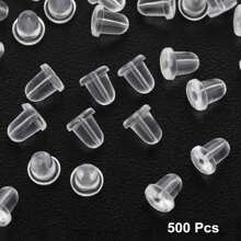 Transparent Silicone Earring Back Cover With 500 Earring Plugs That Can Be DIY Replaced (Size 4 X 4 Mm) - 彩色 - 查看 14